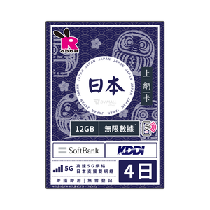 Rabbit SIM 5G 日本【每日 3GB FUP】數據卡 #SoftBank + KDDI