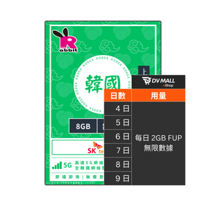 Rabbit SIM 5G 韓國【每日 2GB FUP】數據卡 #SK Telecom