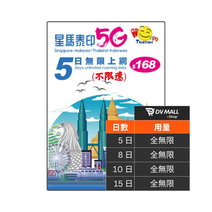 Happy Telecom 5G 星馬泰印 | 全無限放題卡 (不限速) | 當地優質網絡商 | 即插即用