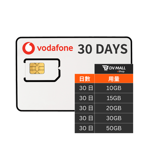 Vodafone 5G 歐洲多國 | 30日 大流量數據卡 | Vodafone | 歐洲優質極速網路穩定連線 | 即插即用