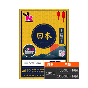 Rabbit SIM 5G 日本【50GB/100GB】180日數據卡 #SoftBank + KDDI