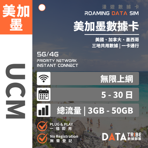 DATA TRIBE 數據部落 5G/4G 美加墨 | 總流量 | 北美優質網絡三地通行 | 美加墨無限數據卡 DATA TRIBE 數據部落