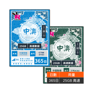 Rabbit SIM 5G 中澳 365日25GB 極速數據年卡 #移動/聯通 (自選網絡) Rabbit SIM