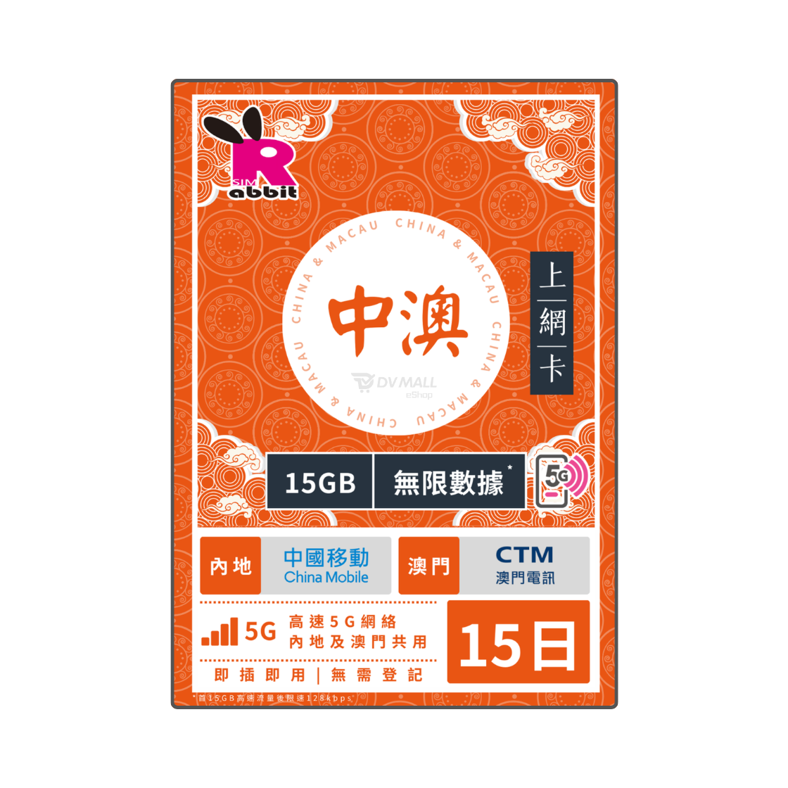 Rabbit SIM 5G 中澳 極速無限數據卡 #中國移動+CTM Rabbit SIM