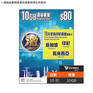 ValueGB 激 4.5G 星馬印 | 10日10GB 數據卡 | SmarTone | 網絡穩定