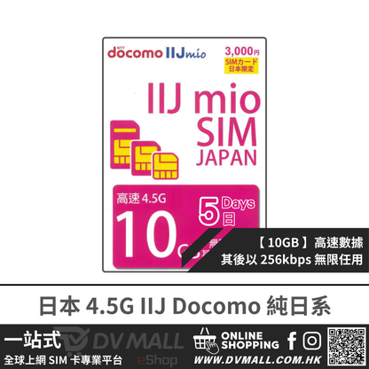 IIJmio Pure Japanese 4.5G/5G Japan docomo | Multi-day 10GB FUP unlimited data card