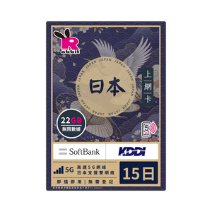 Rabbit SIM 5G 日本【總量】15/30日數據卡 #SoftBank + KDDI Rabbit SIM
