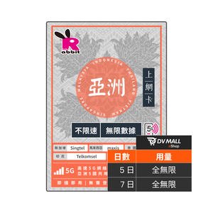Rabbit SIM 5G 亞洲5國【不限速】數據卡 @新馬泰印越